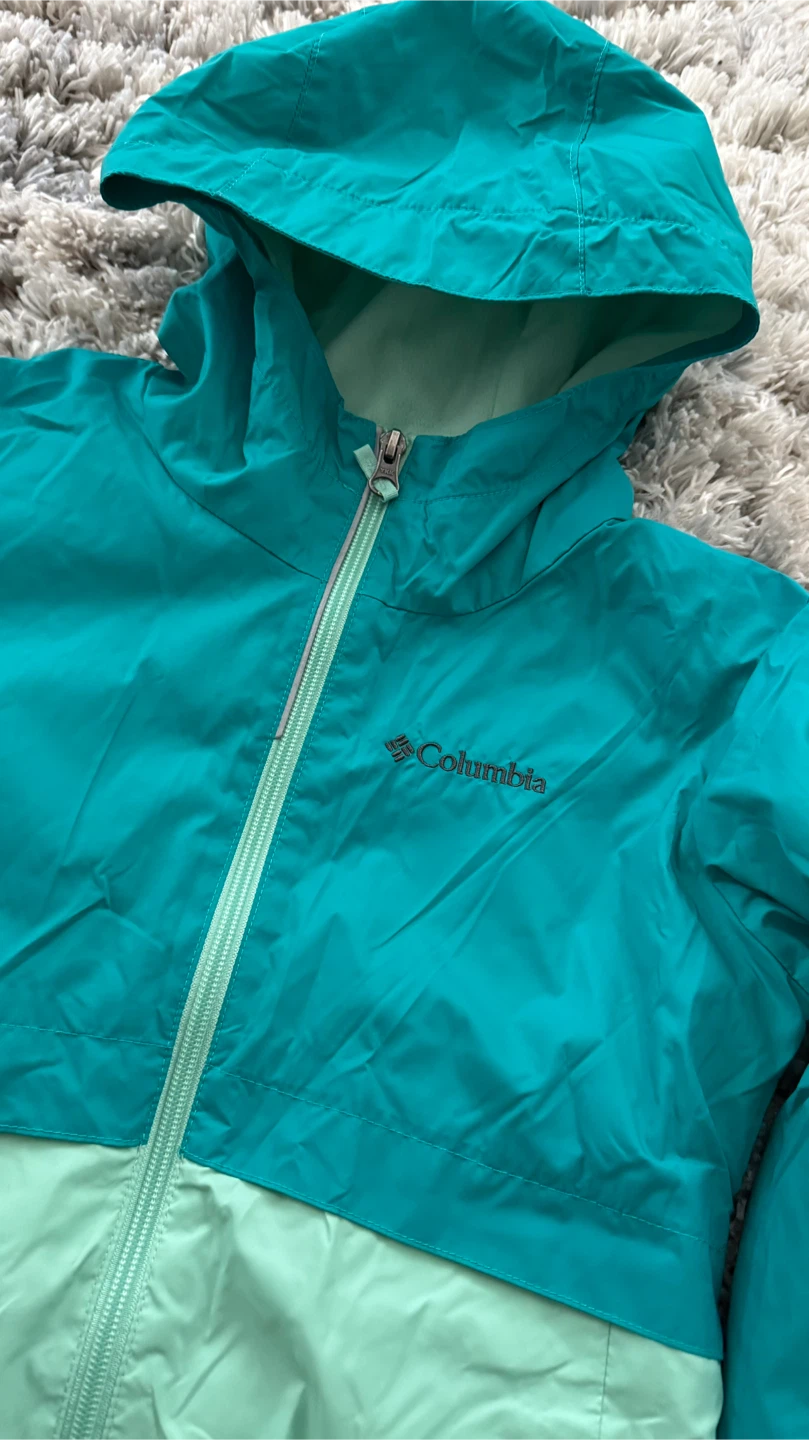Columbia Rain Jacket - Size M - Teal & Mint