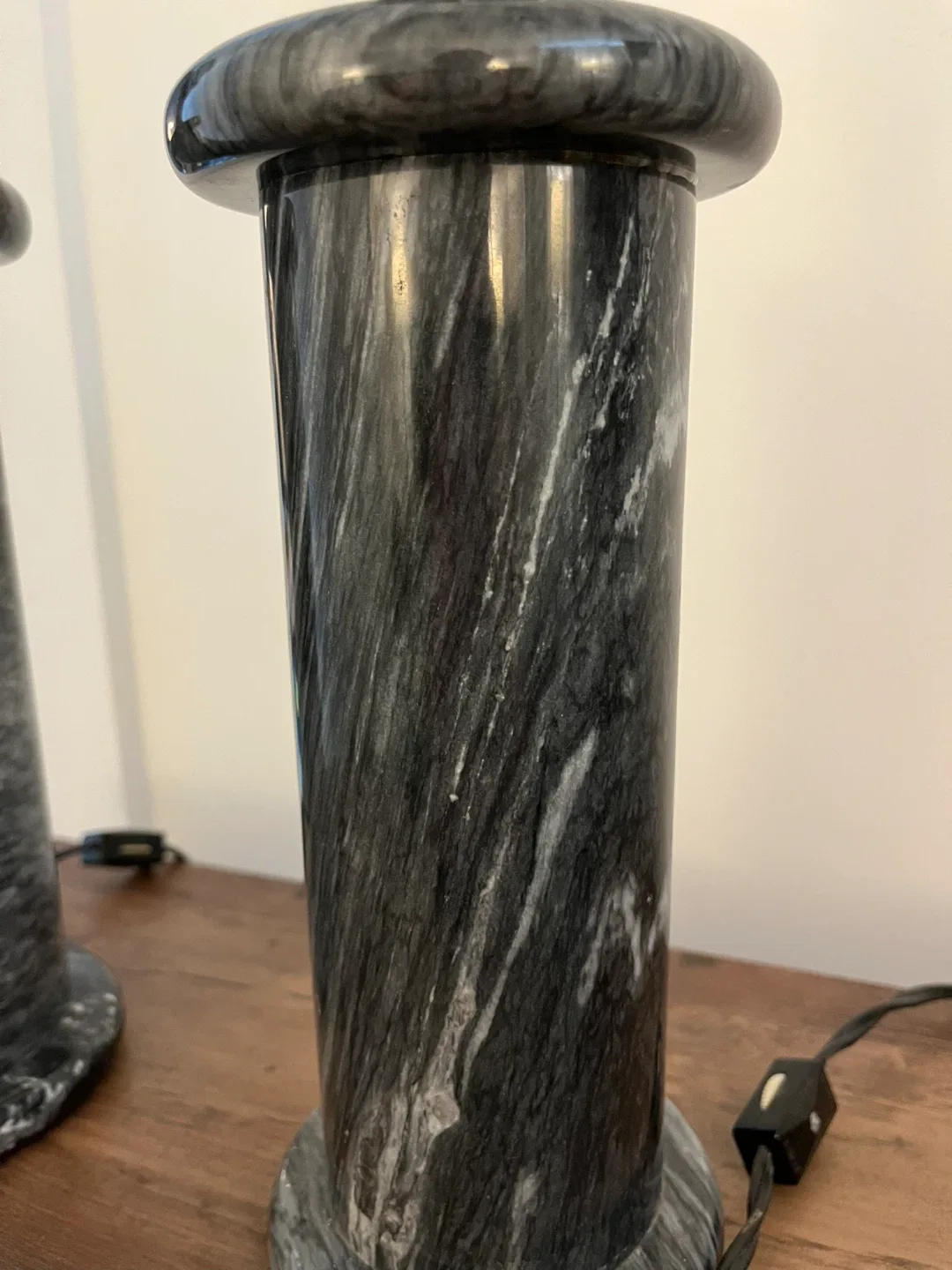 Pair of Pure Marble Table Lamps black and white  - Set of 2 image indicator(3)