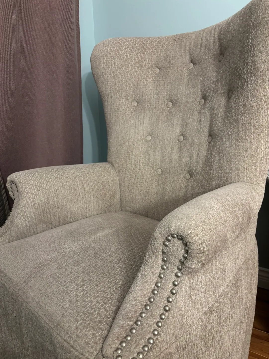Wingback Armchair - Neutral Fabric
