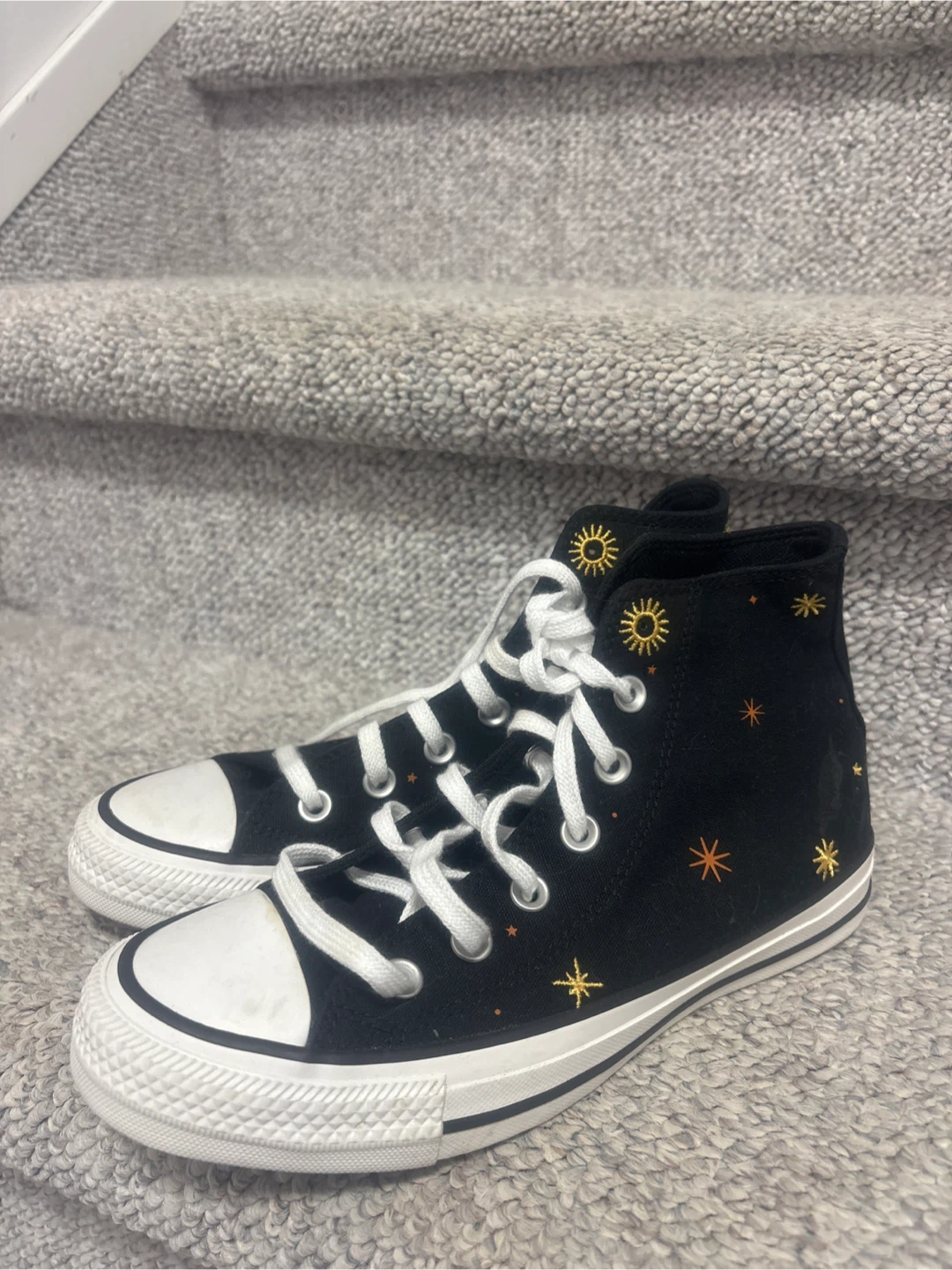Converse High Top Sneakers - Black with Celestial Design