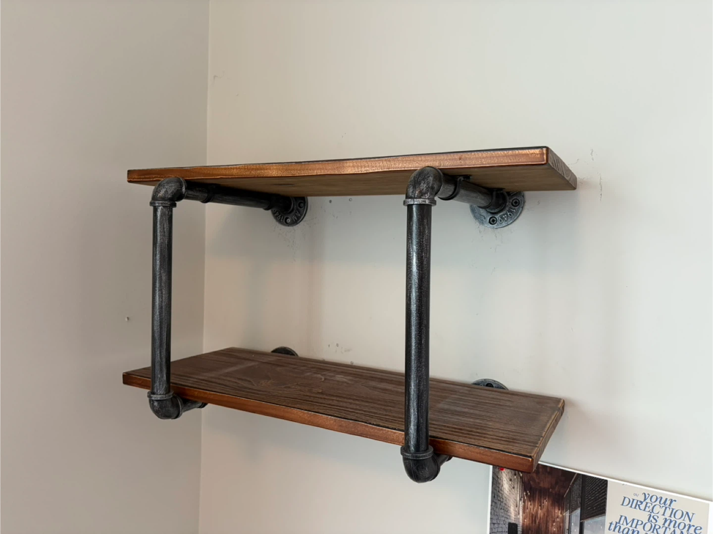 Industrial Style Pipe Shelf - Wood & Metal