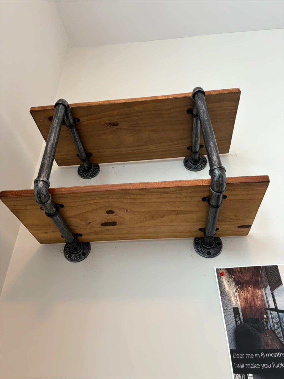 Industrial Style Pipe Shelf - Wood & Metal - photo 3