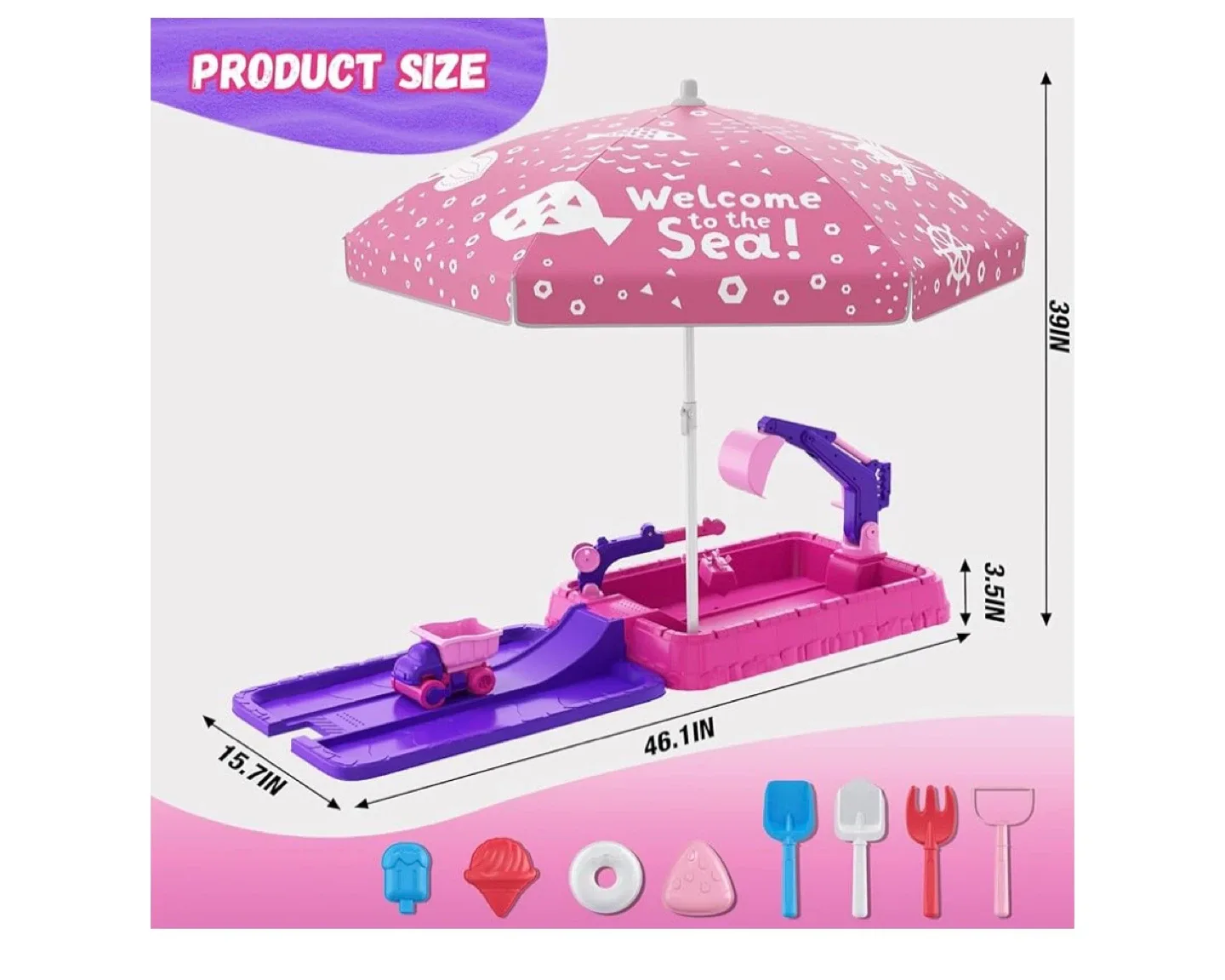 Kids' Sand and Water Table with Adjustable Umbrella image indicator(2)