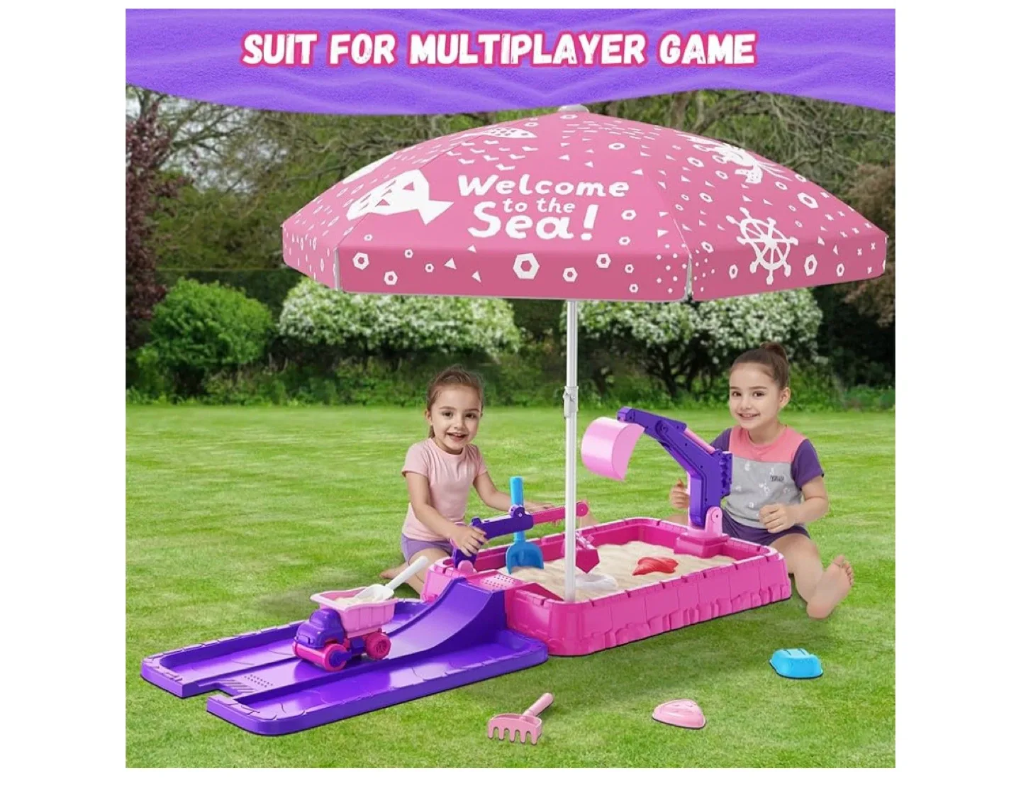 Kids' Sand and Water Table with Adjustable Umbrella image indicator(9)