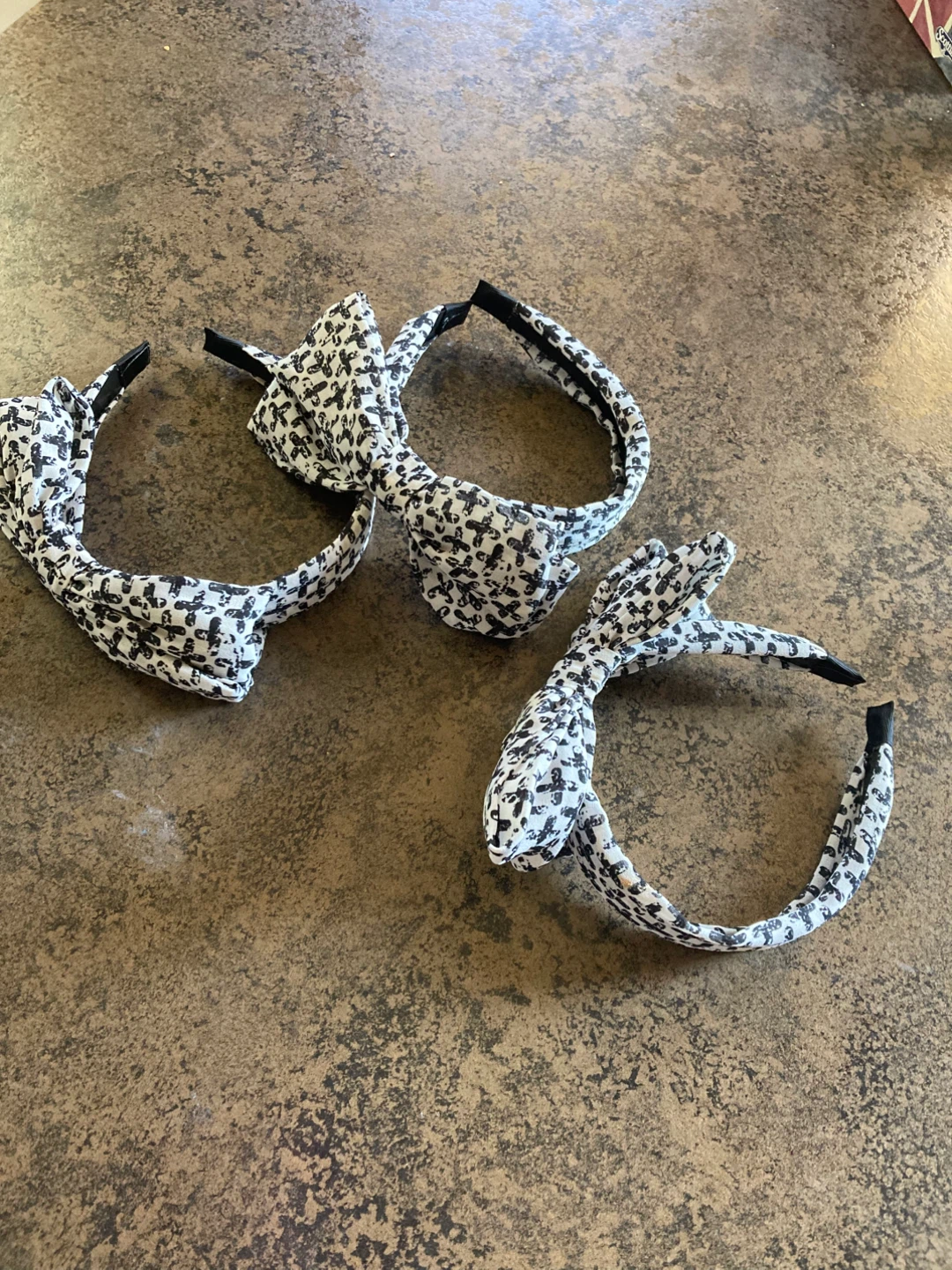 Three Headbands with Bows - Black & White Pattern