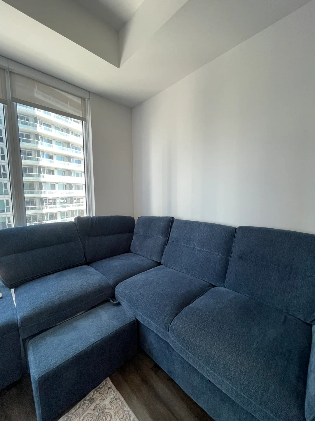 Blue Sectional Sofa-bed with Ottoman image indicator(2)