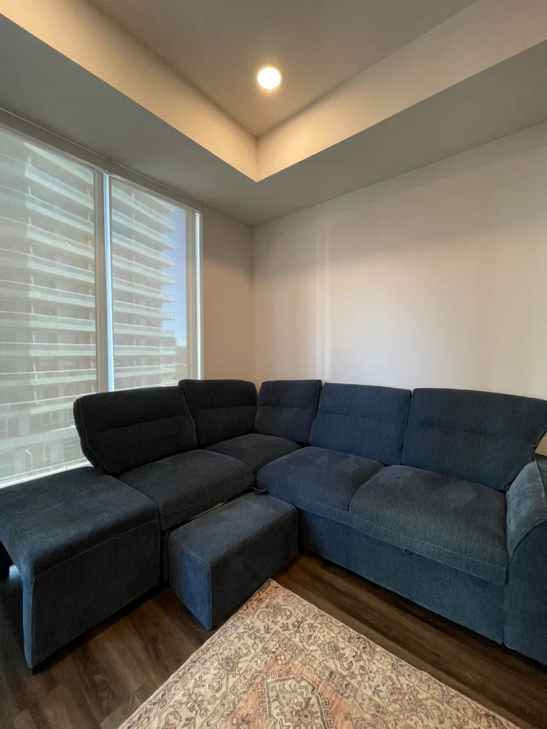 Blue Sectional Sofa-bed with Ottoman image indicator(4)