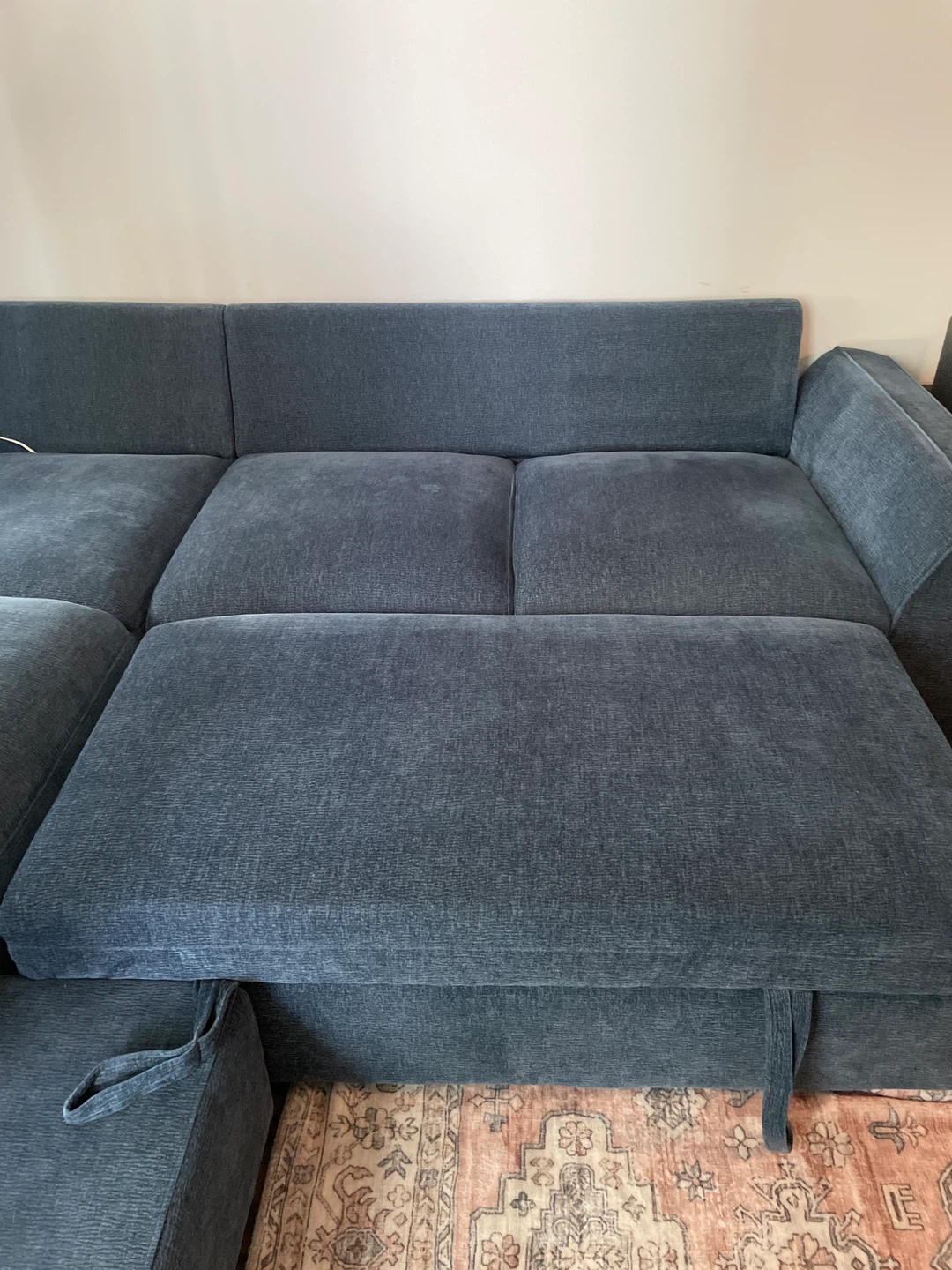 Blue Sectional Sofa-bed with Ottoman - photo 5