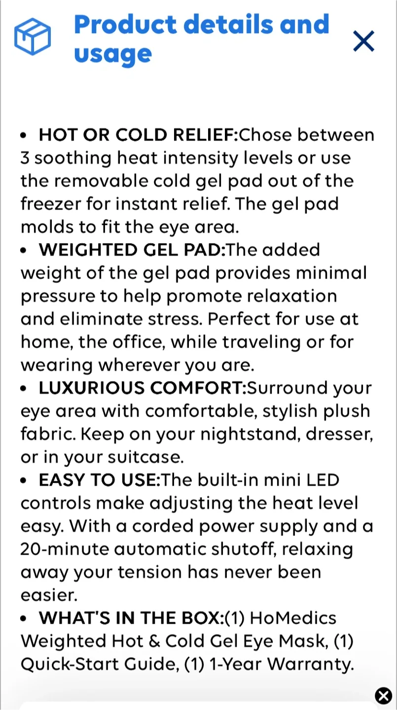 Homedics Hot and Cold gel eye mask image indicator(6)