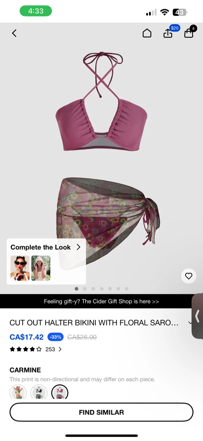 New Cider Carmine Bikini with Floral Sarong - photo 2