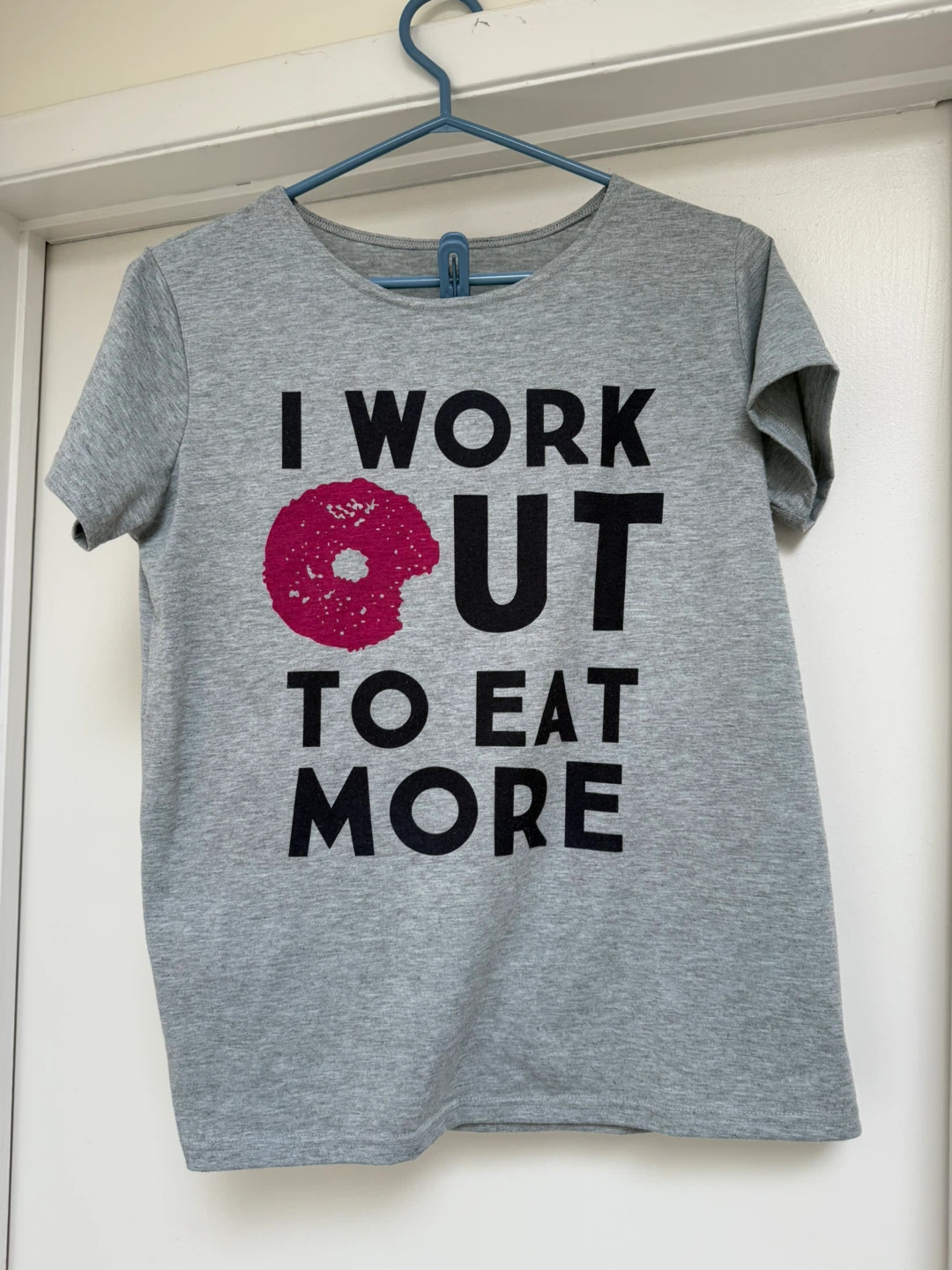 Grey T-shirt - I Work Out to Eat More