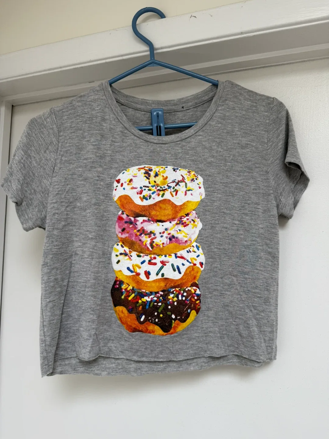 Grey Donut Print Crop Top thumbnail