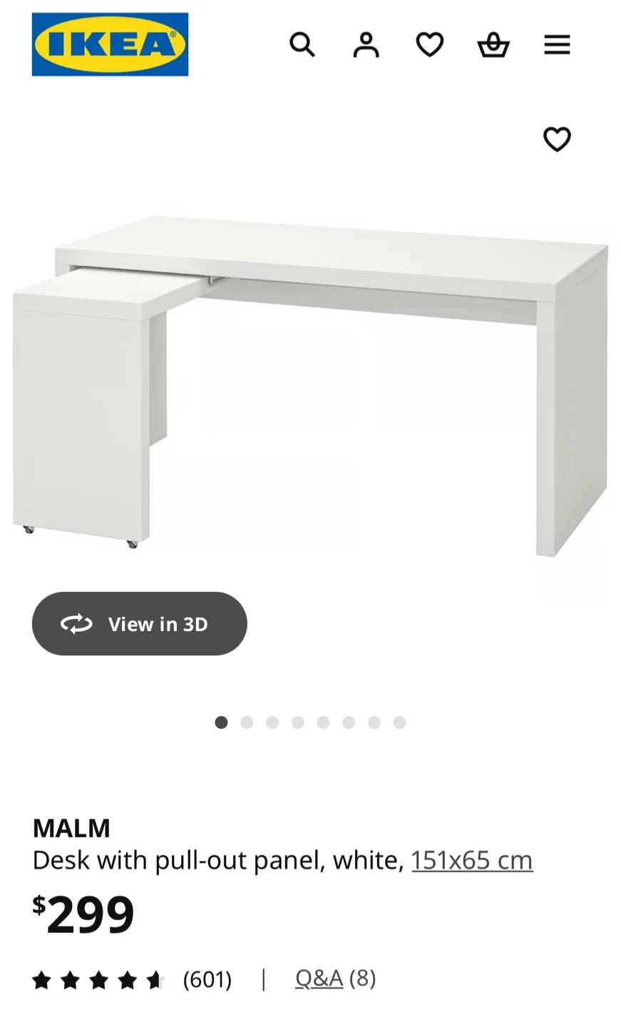 Ilea MALM Black pull out L-Shaped Desk image indicator(7)