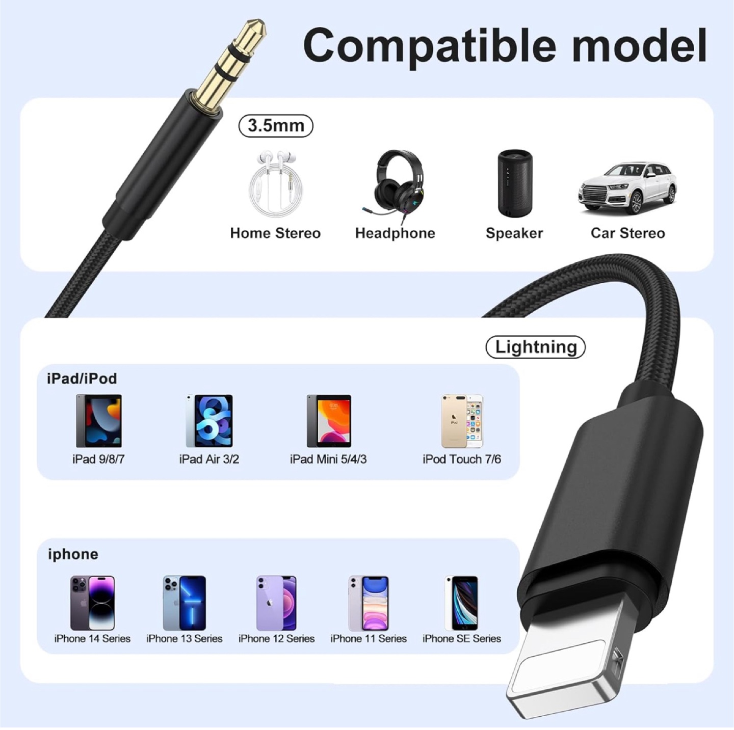 Lightning to 3.5mm Aux Cable - photo 3