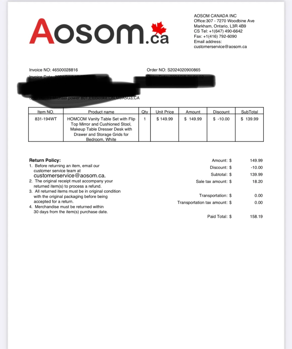 Aosom HOMCOM Vanity Table with Flip Top Mirror & Stool - photo 2