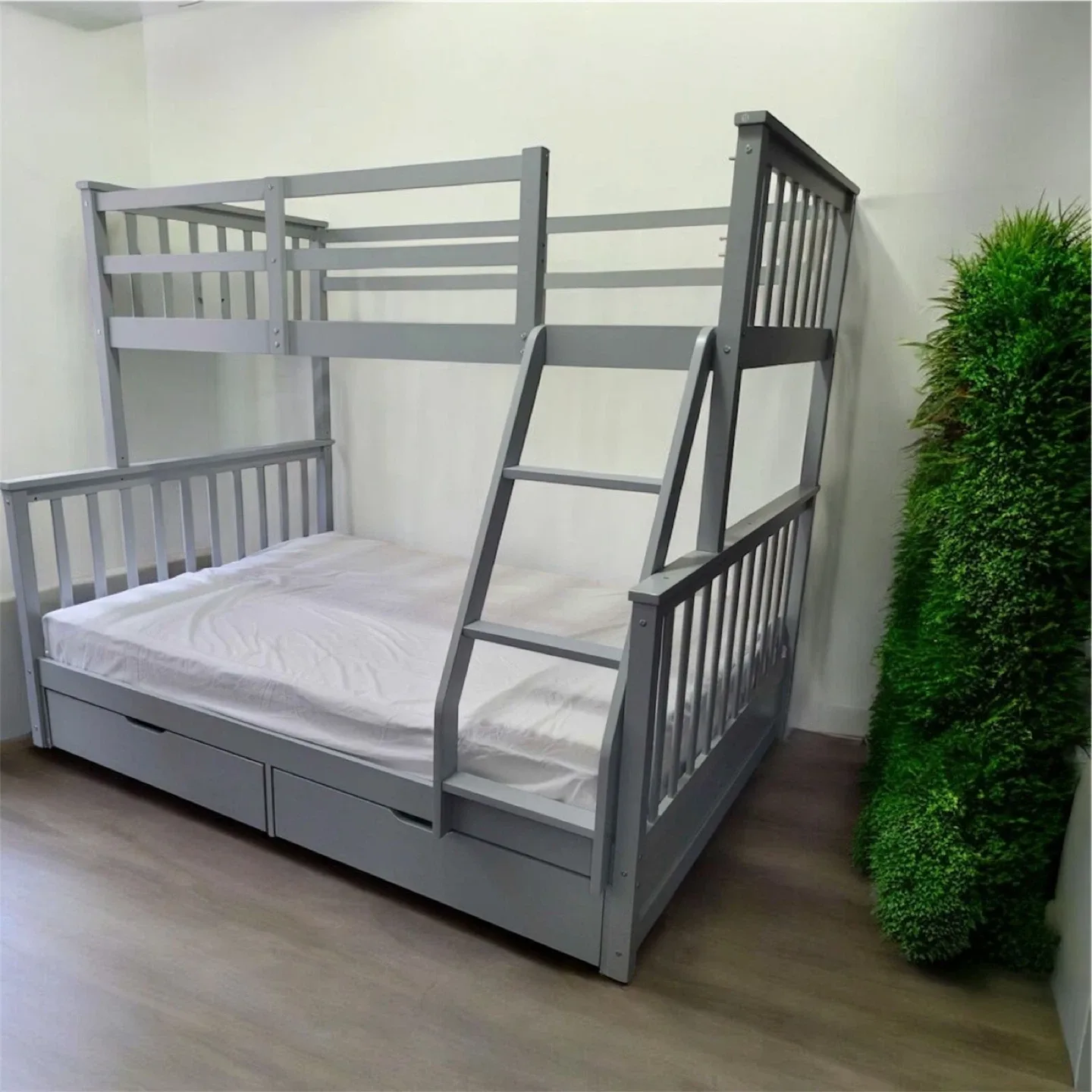 Grey Wooden Bunk Bed Frame, single over double image indicator(2)