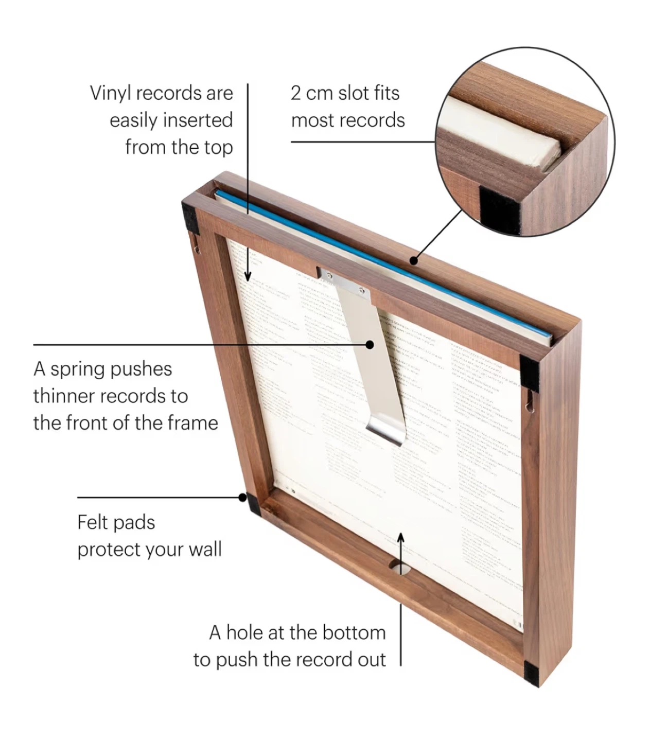 Mönke vinyl record frame- NEW (walnut) - photo 2