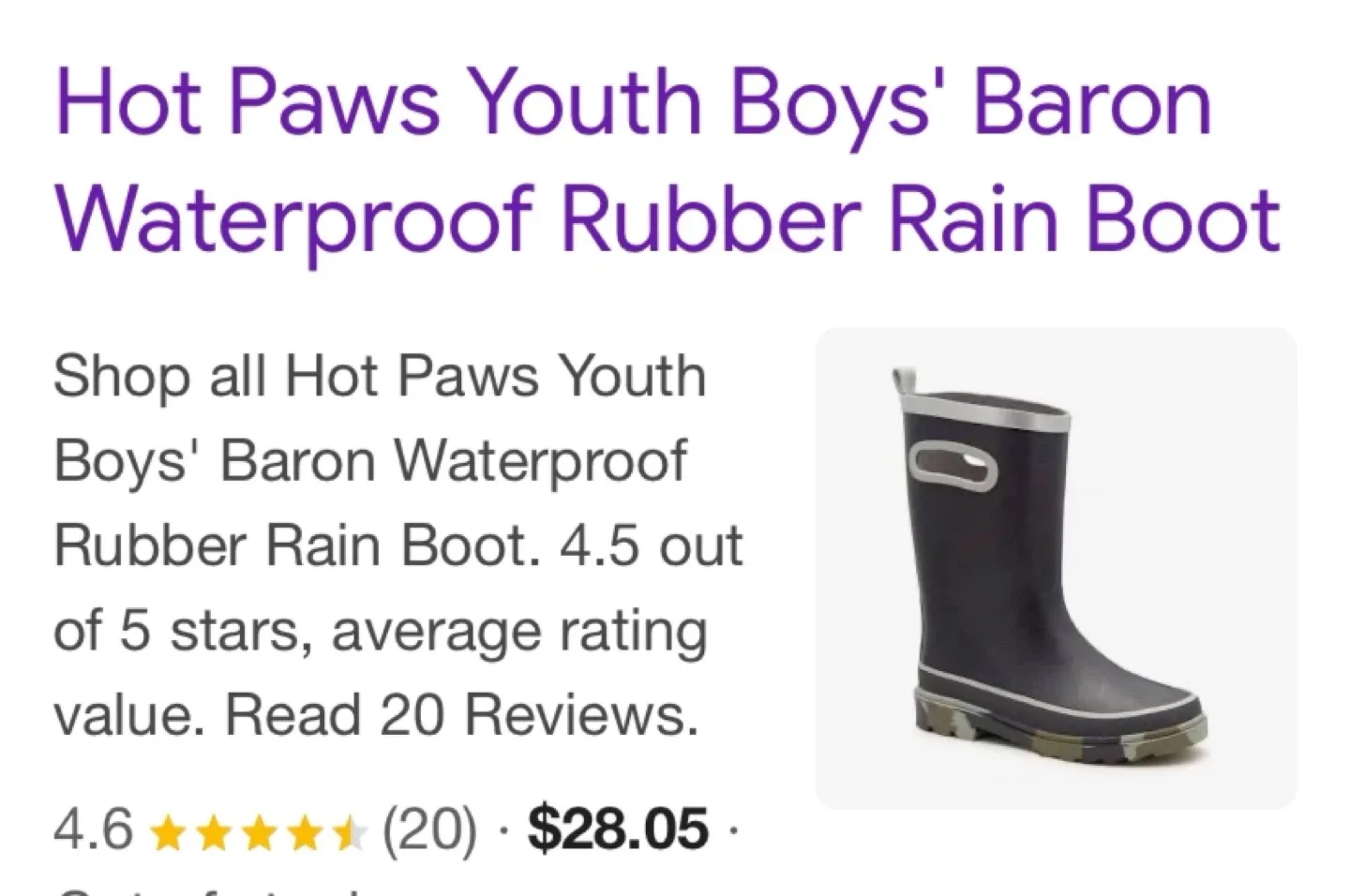 Hot Paws Youth Boys' Baron Rain Boots thumbnail