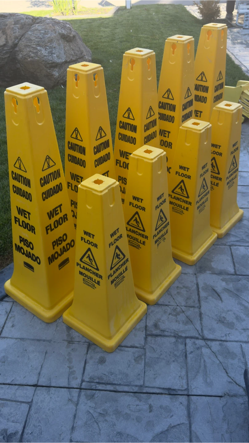 Wet Floor Caution Cones Signs - Set of 9