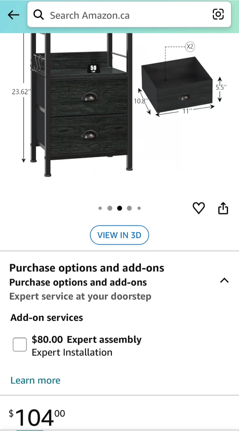 Furologee Black Nightstand –With Charging Ports (CAN DELIVER ) - photo 3