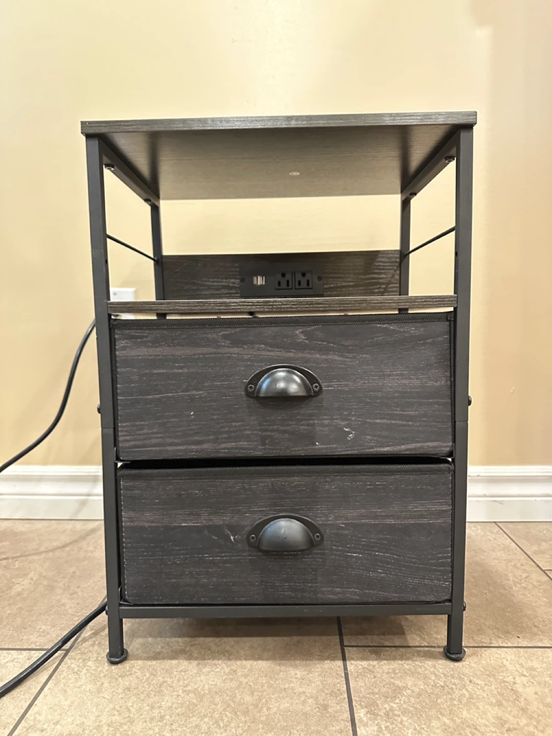 Furologee Black Nightstand –With Charging Ports (CAN DELIVER )