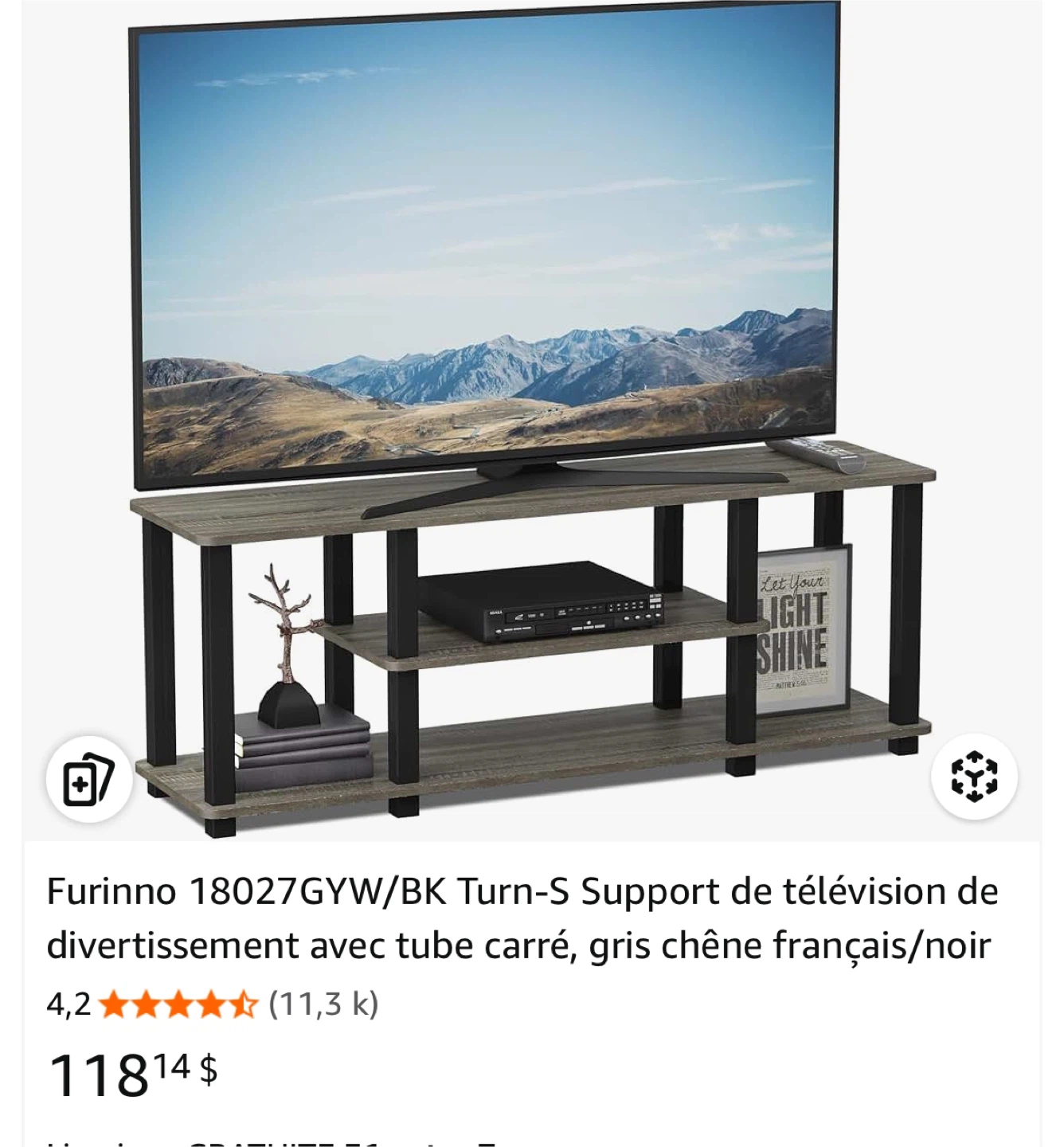 Furinno 18027GYW/BK Turn-S TV Stand