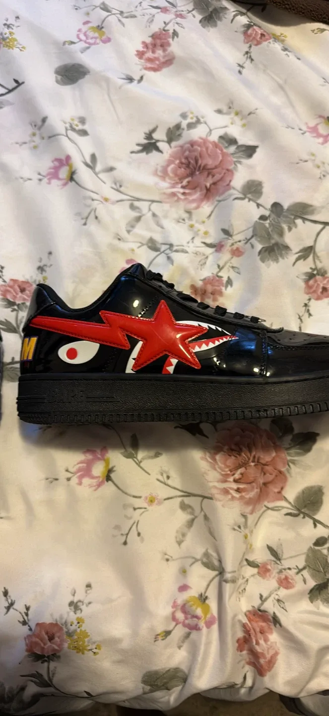 BAPE STA Black Patent Leather Sneakers Size 10 image indicator(6)