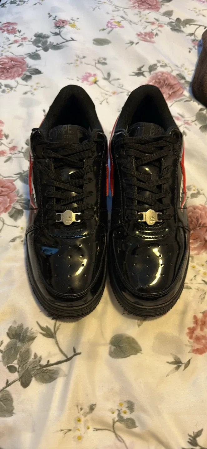 BAPE STA Black Patent Leather Sneakers Size 10 image indicator(3)