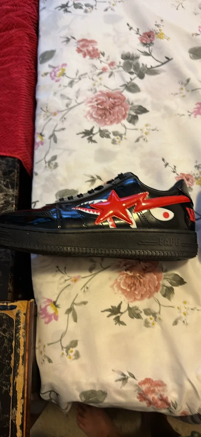 BAPE STA Black Patent Leather Sneakers Size 10 image indicator(7)