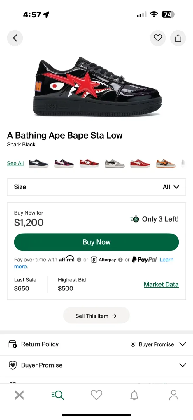 BAPE STA Black Patent Leather Sneakers Size 10 image indicator(8)