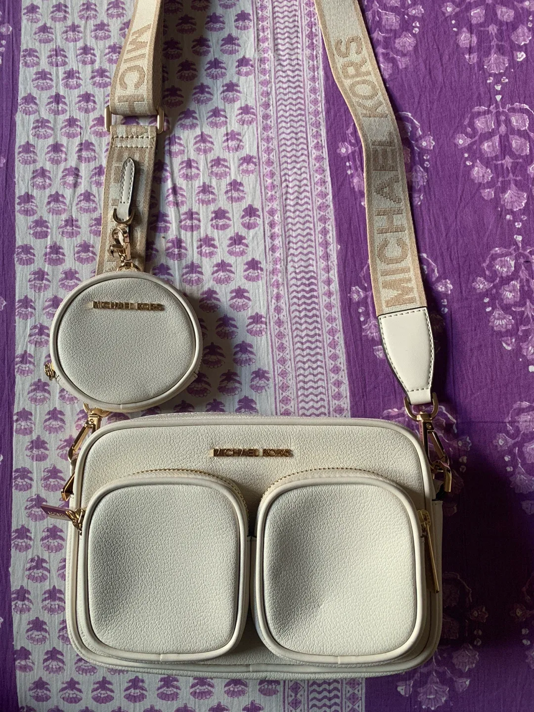 Michael Kors Cream Leather Crossbody Bag