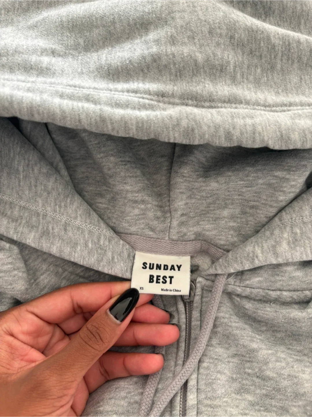 Sunday Best Grey Zip-Up Hoodie - Size XS image indicator(3)