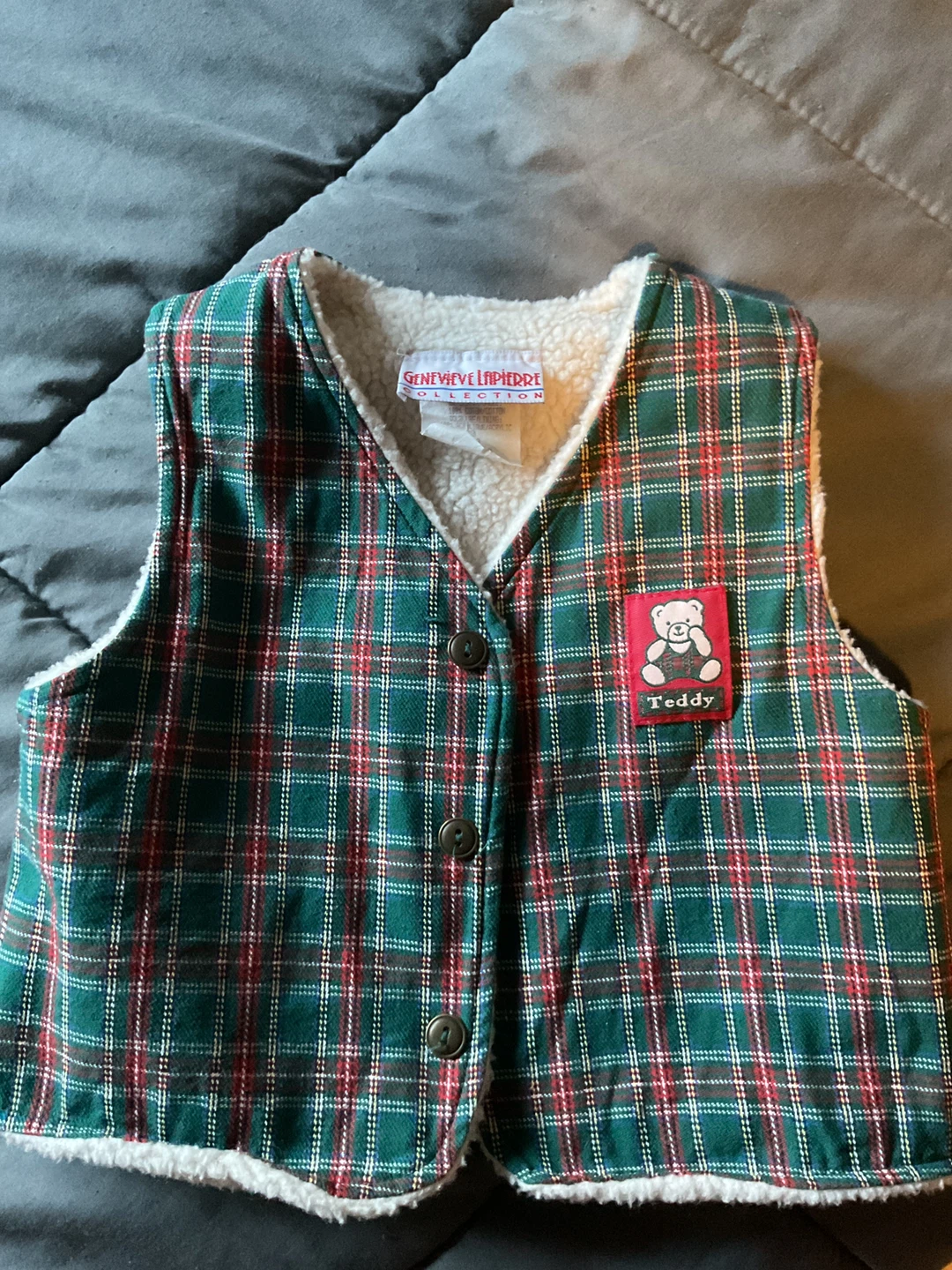Genevieve Lapiere Teddy Plaid Vest
