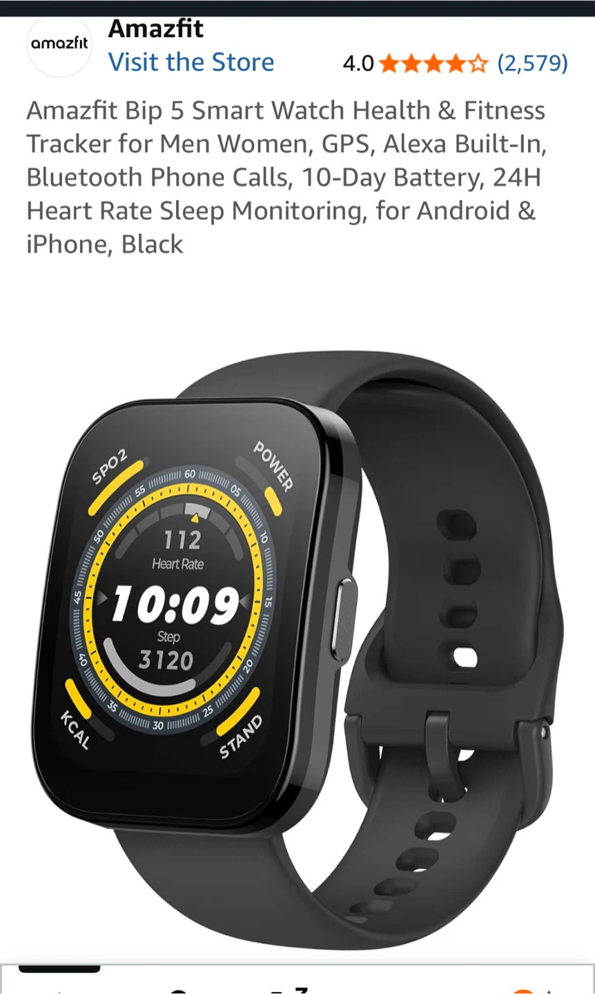 Amazfit Bip 5 Smart Watch - Soft Black