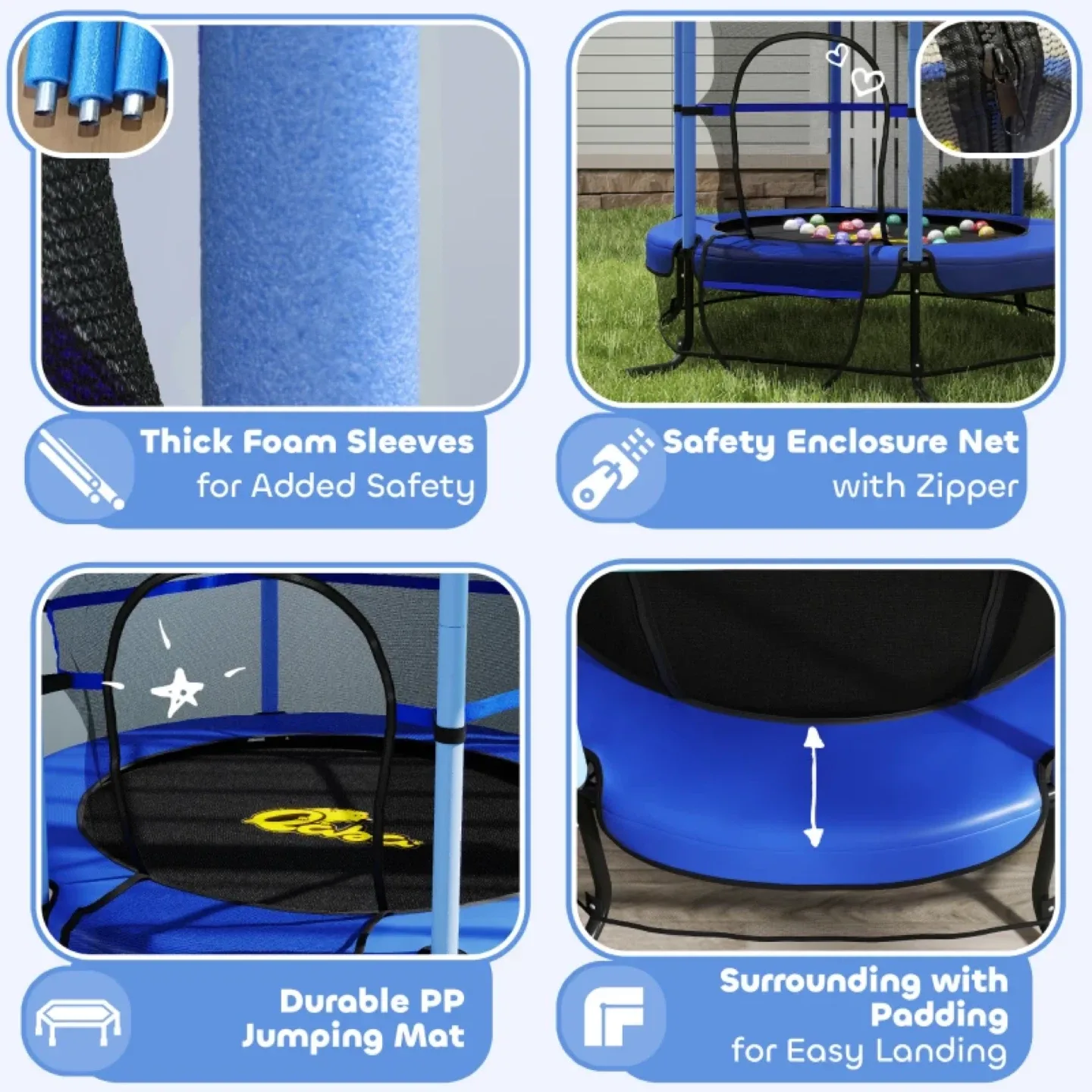 Qaba Kids Trampoline with Safety Enclosure Net image indicator(6)