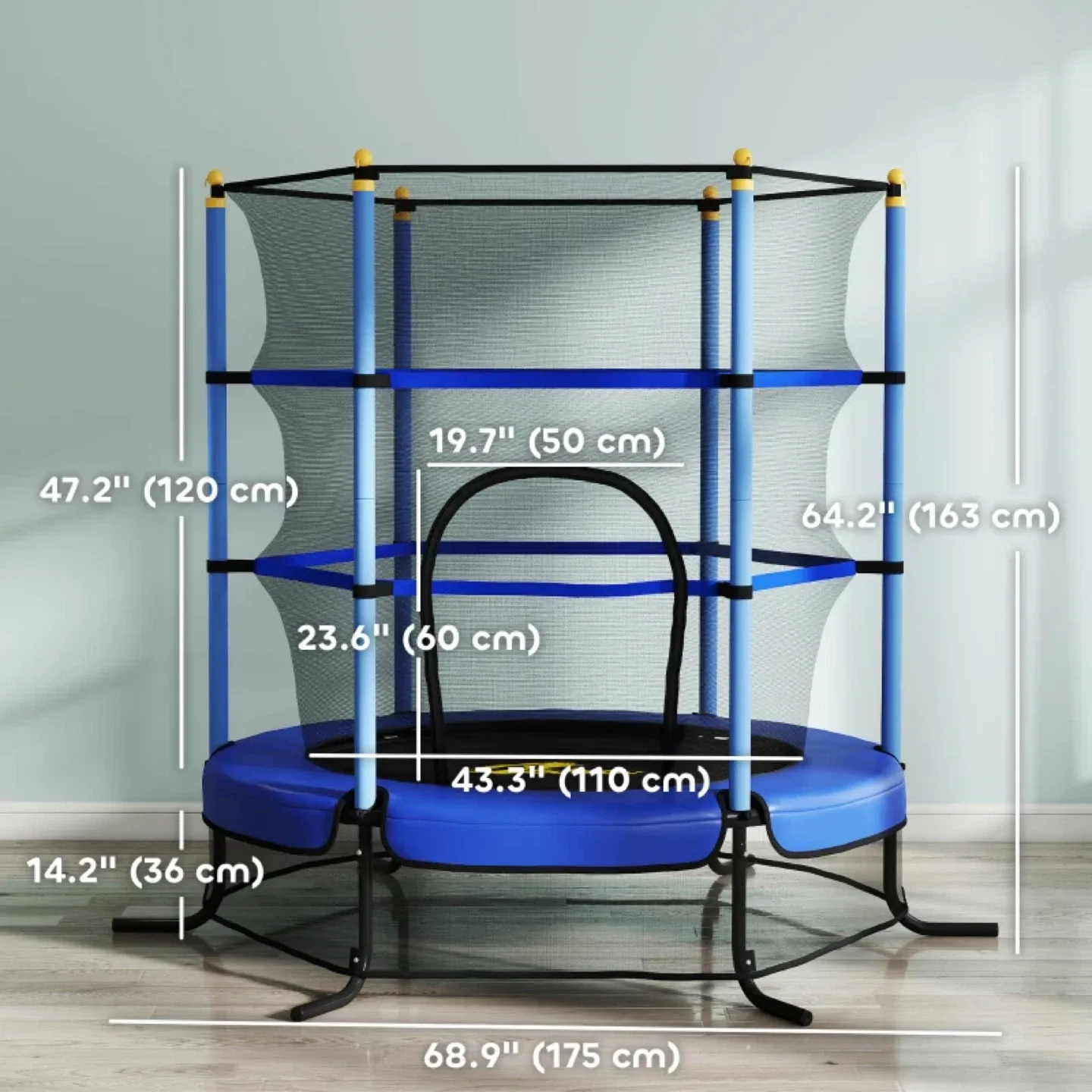 Qaba Kids Trampoline with Safety Enclosure Net image indicator(3)