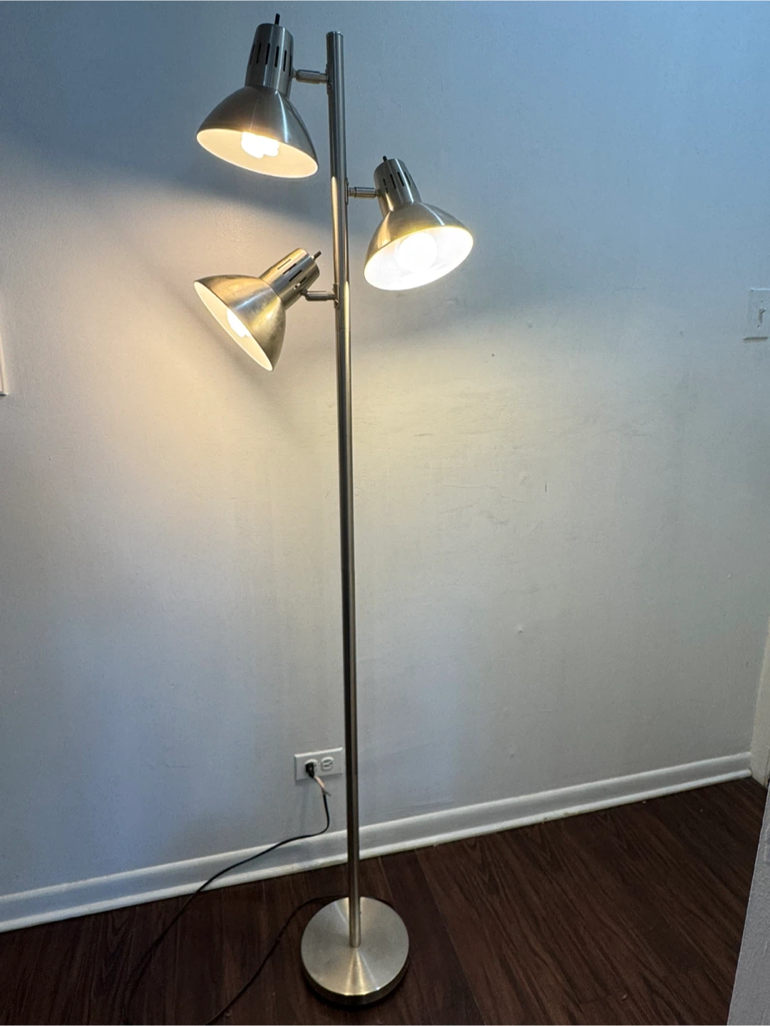 Silver Floor Lamp with 3 Adjustable Lights