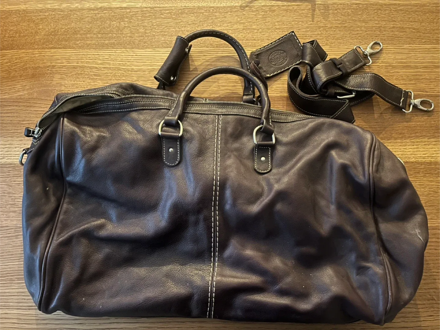 Roots Leather Duffle Bag