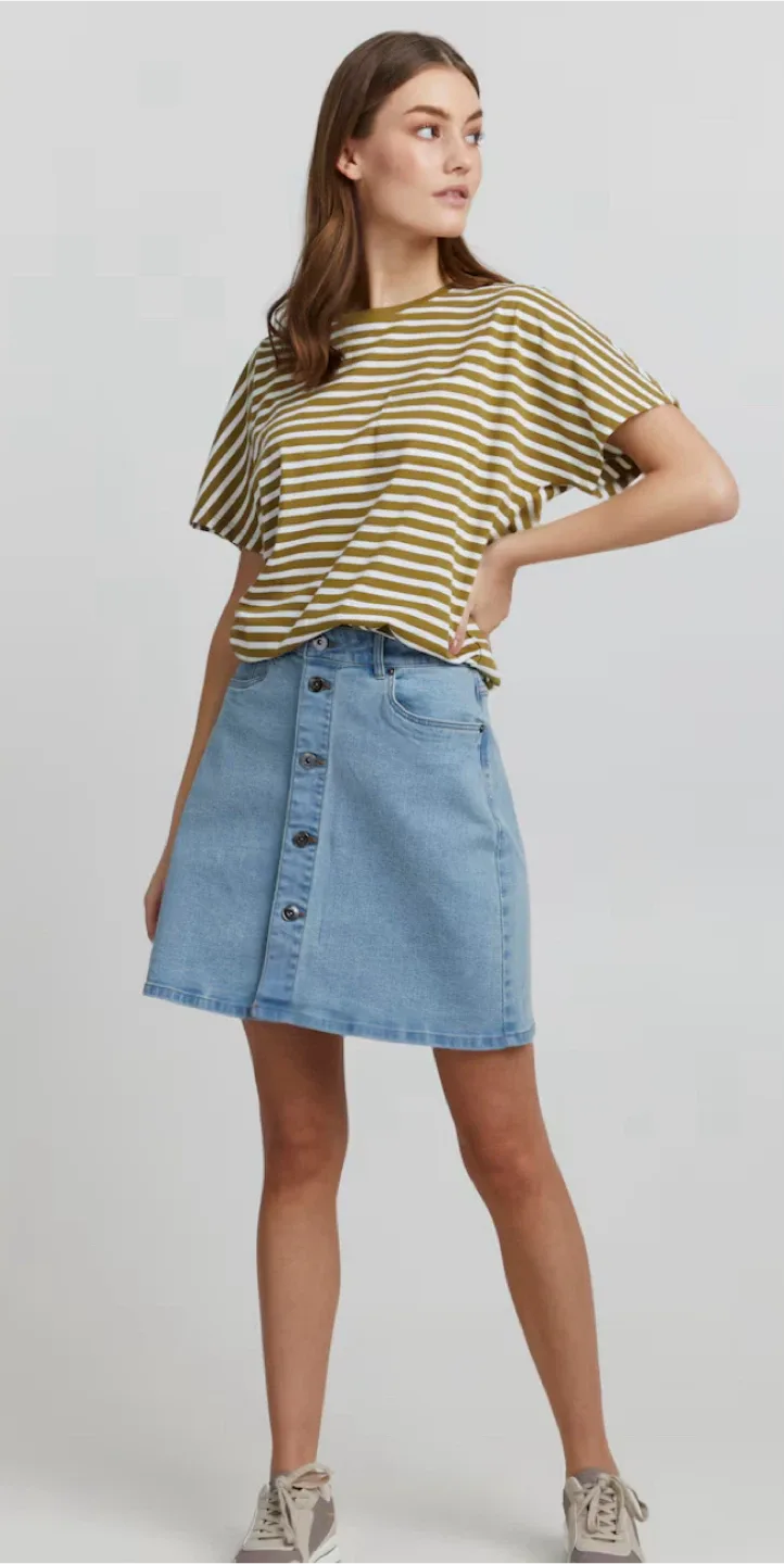 Denim Button-Front Mini Skirt