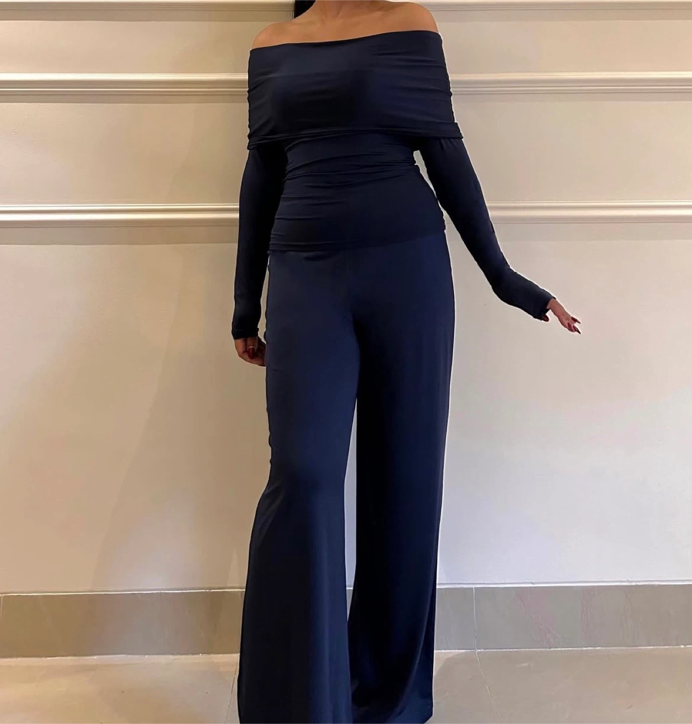 Navy Blue Two-Piece Set
