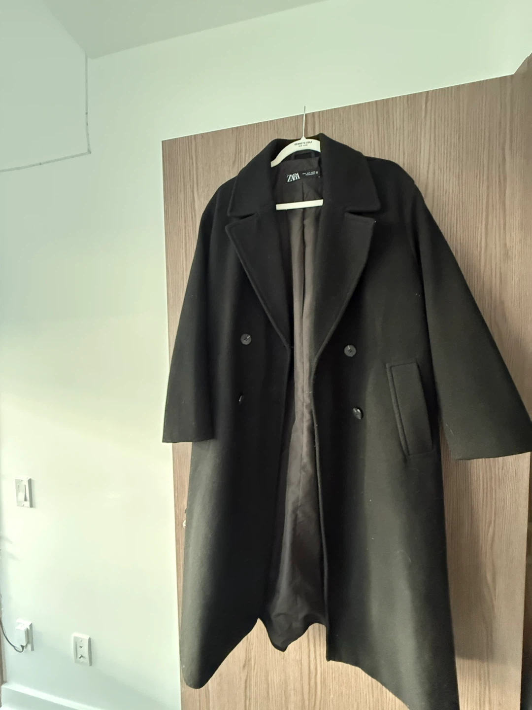 Zara Black Wool Blend Oversized Coat