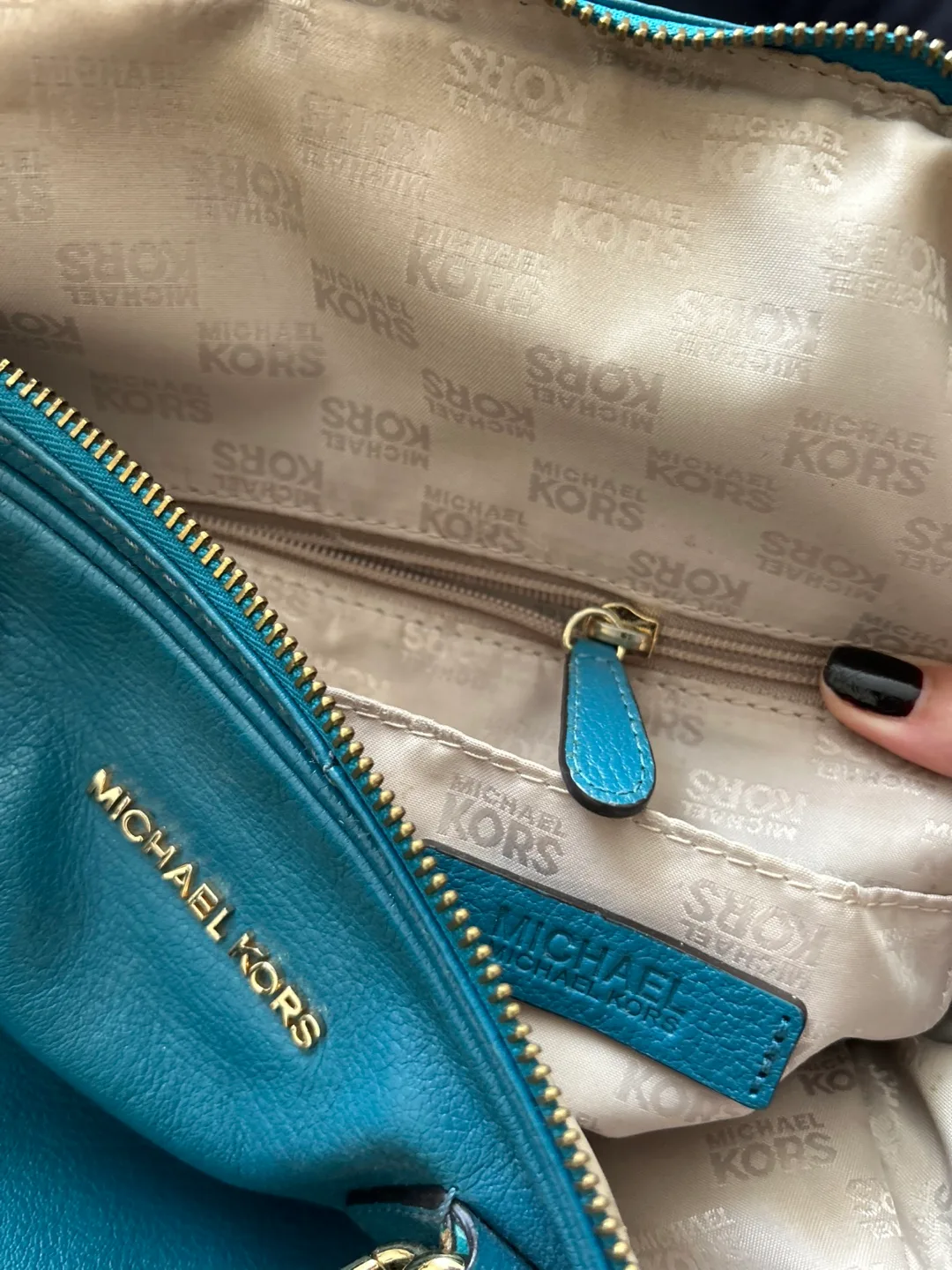 Michael Kors Teal Leather Satchel image indicator(2)