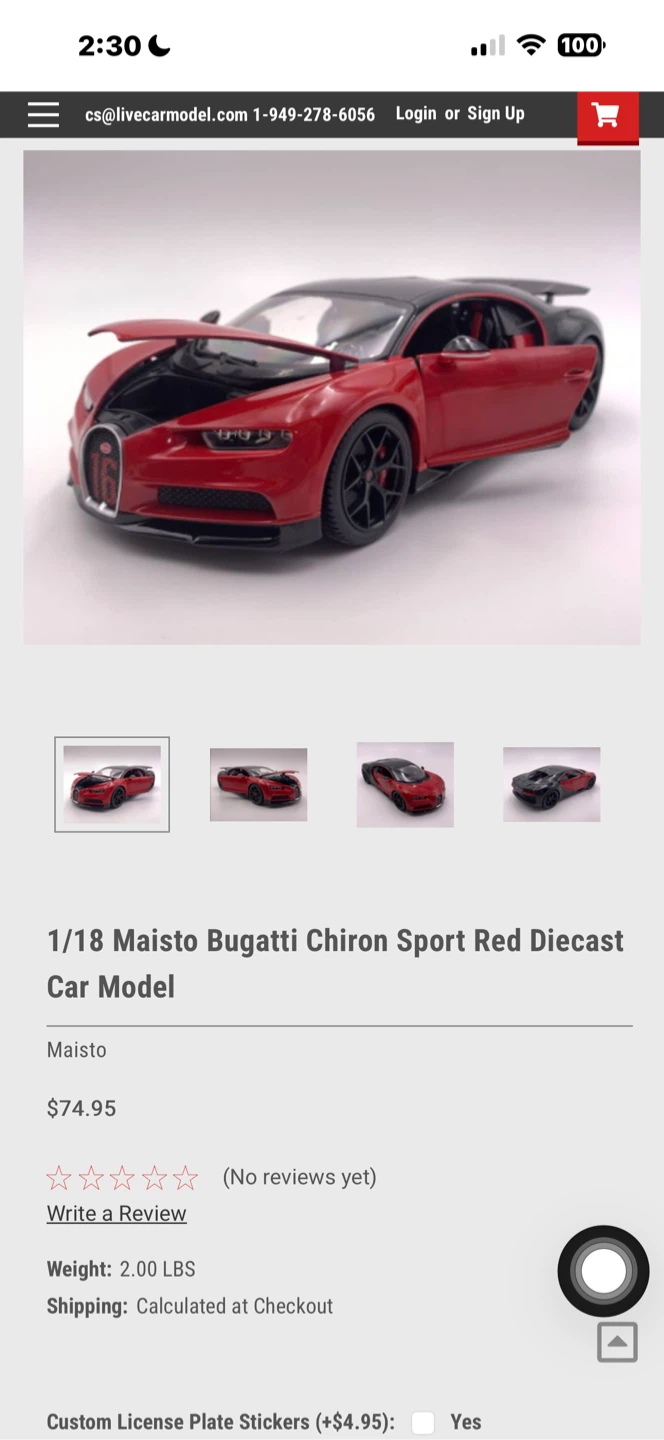 Maisto Bugatti Chiron Sport 1/18 Diecast - photo 2