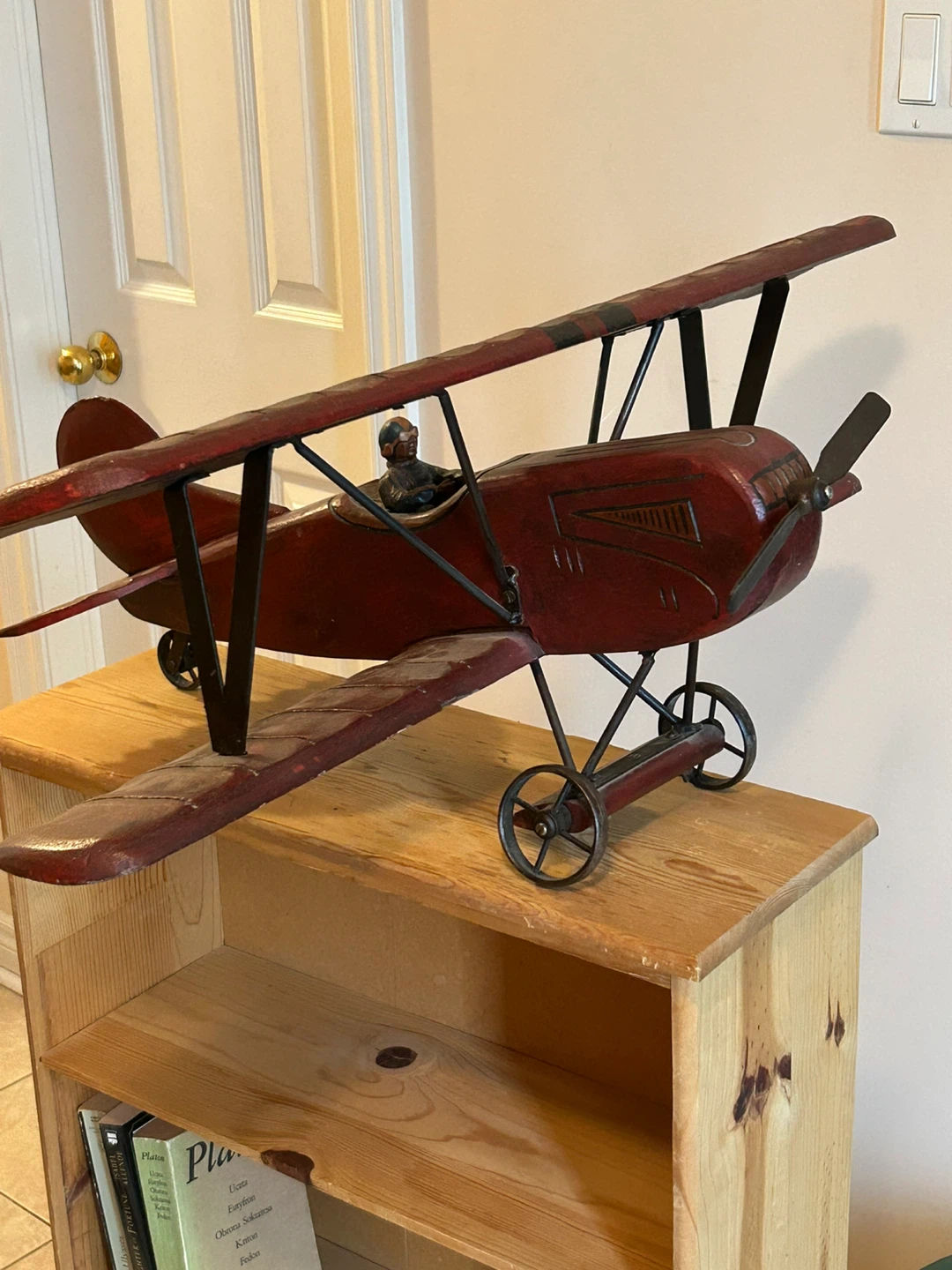 Vintage Style Red Biplane Model