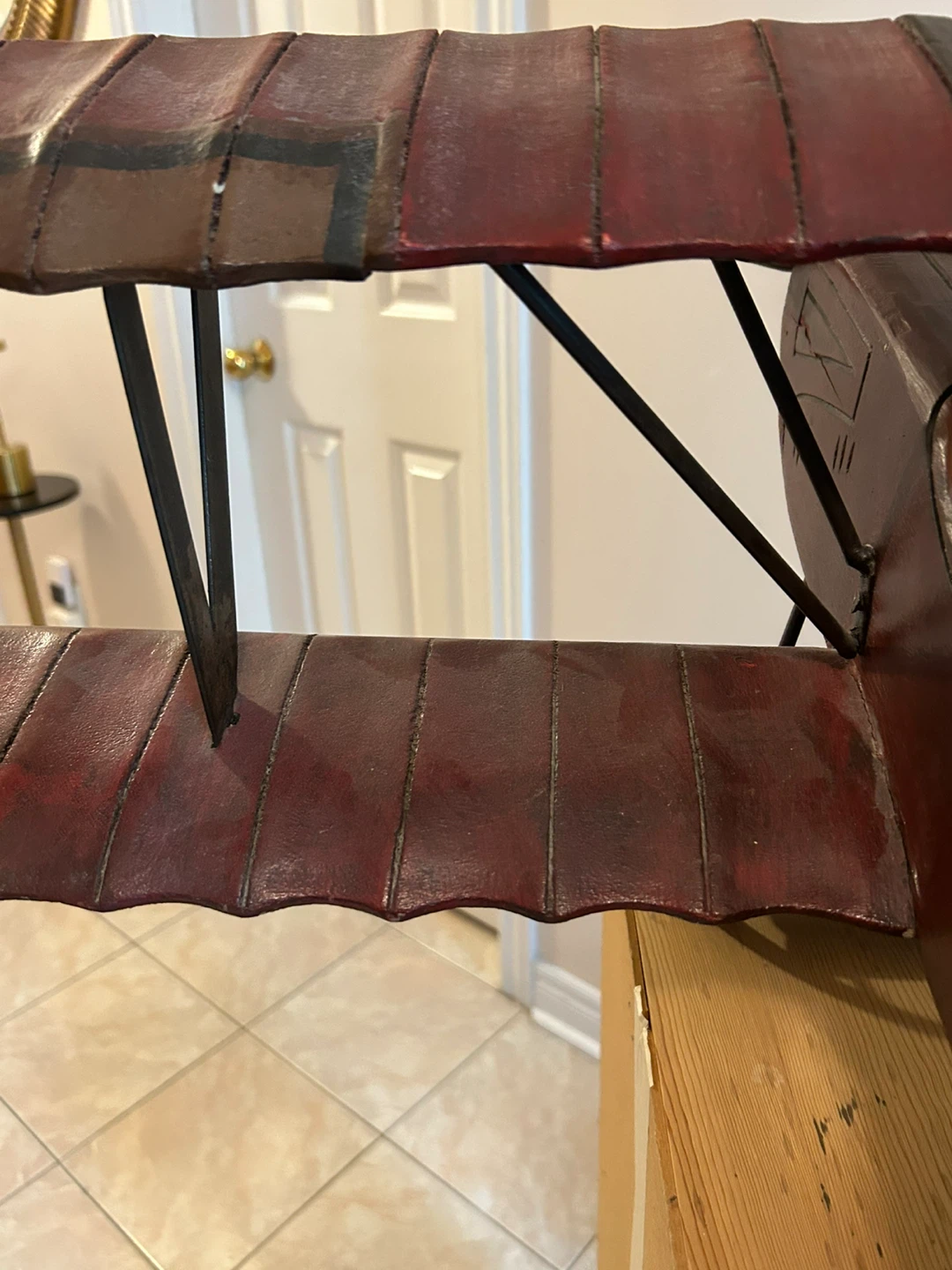 Vintage Style Red Biplane Model - photo 4