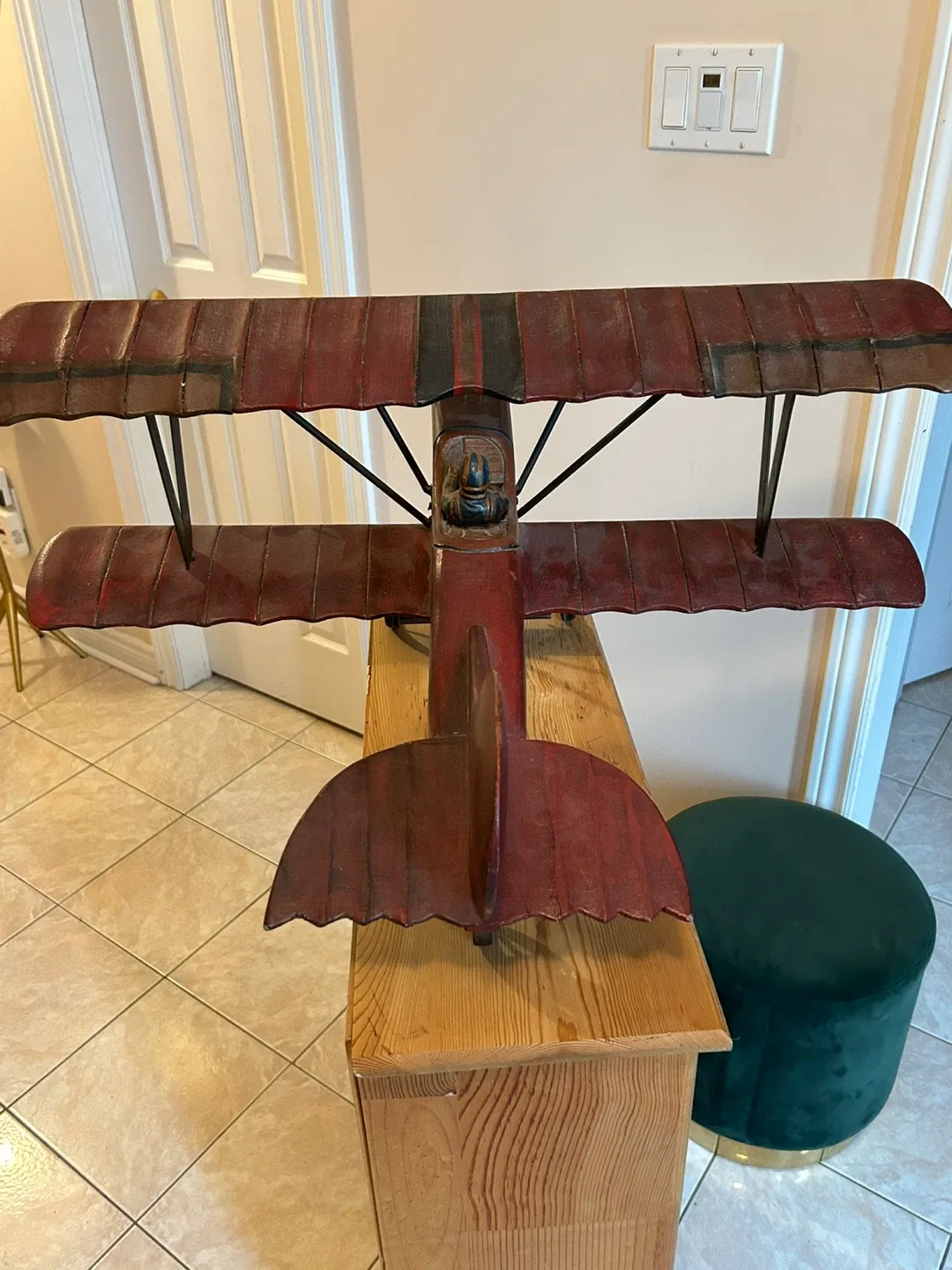 Vintage Style Red Biplane Model image indicator(3)