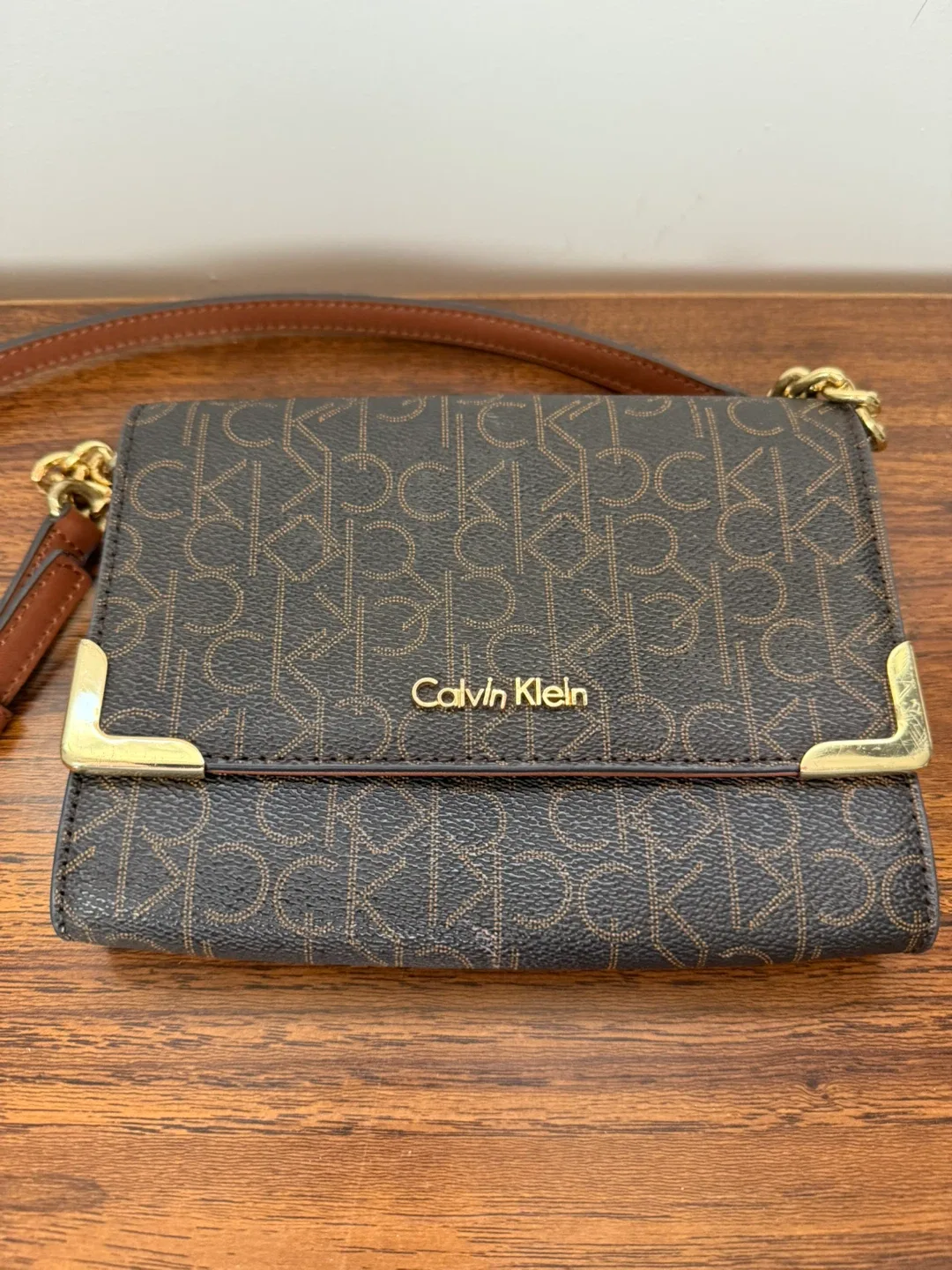 Calvin Klein Brown Monogram Crossbody Bag thumbnail