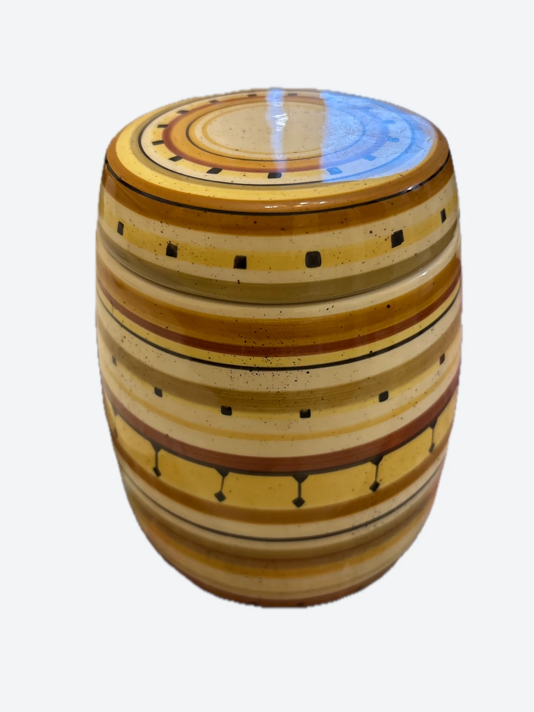 Striped Ceramic Jar with Lid