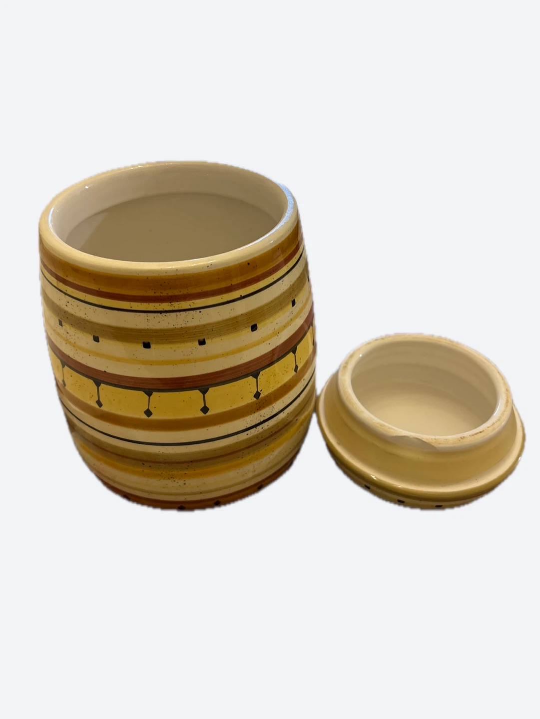 Striped Ceramic Jar with Lid - photo 2