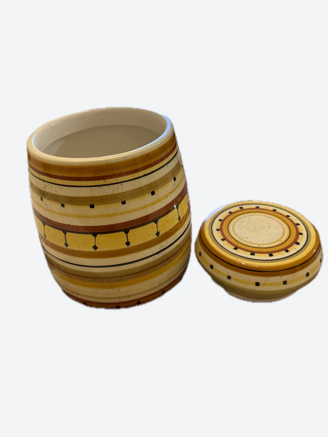 Striped Ceramic Jar with Lid - photo 3
